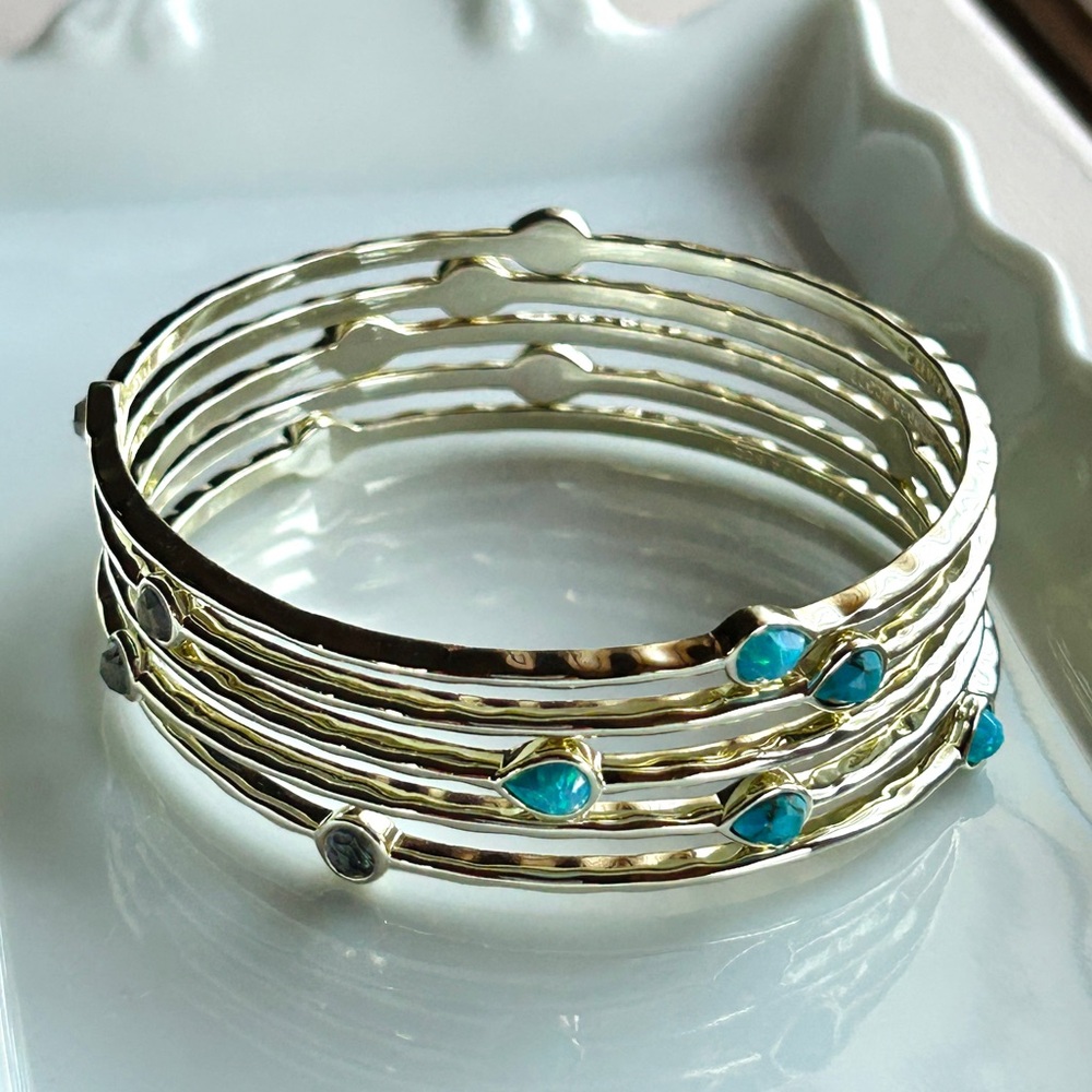 Kendra Scott ‘Nina’ Gold Stone Bangle Set of 5
